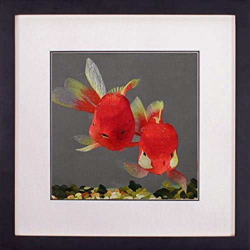 SILK ART Pure Handmade Embroidery Contemporary Artwork Hanging Wall Decoration Painting Art Decor Fashion Picture Gallery Personality Space GoldFish framed SY010B