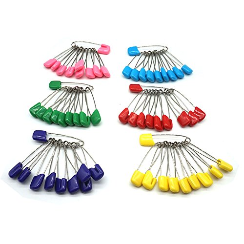 GTONEE Baby Safety Pins Secure Clips for Fastening Baby Clothes Diaper Napkins 50pcs 60PCS 30PCS (Corlorful, 60 pcs)