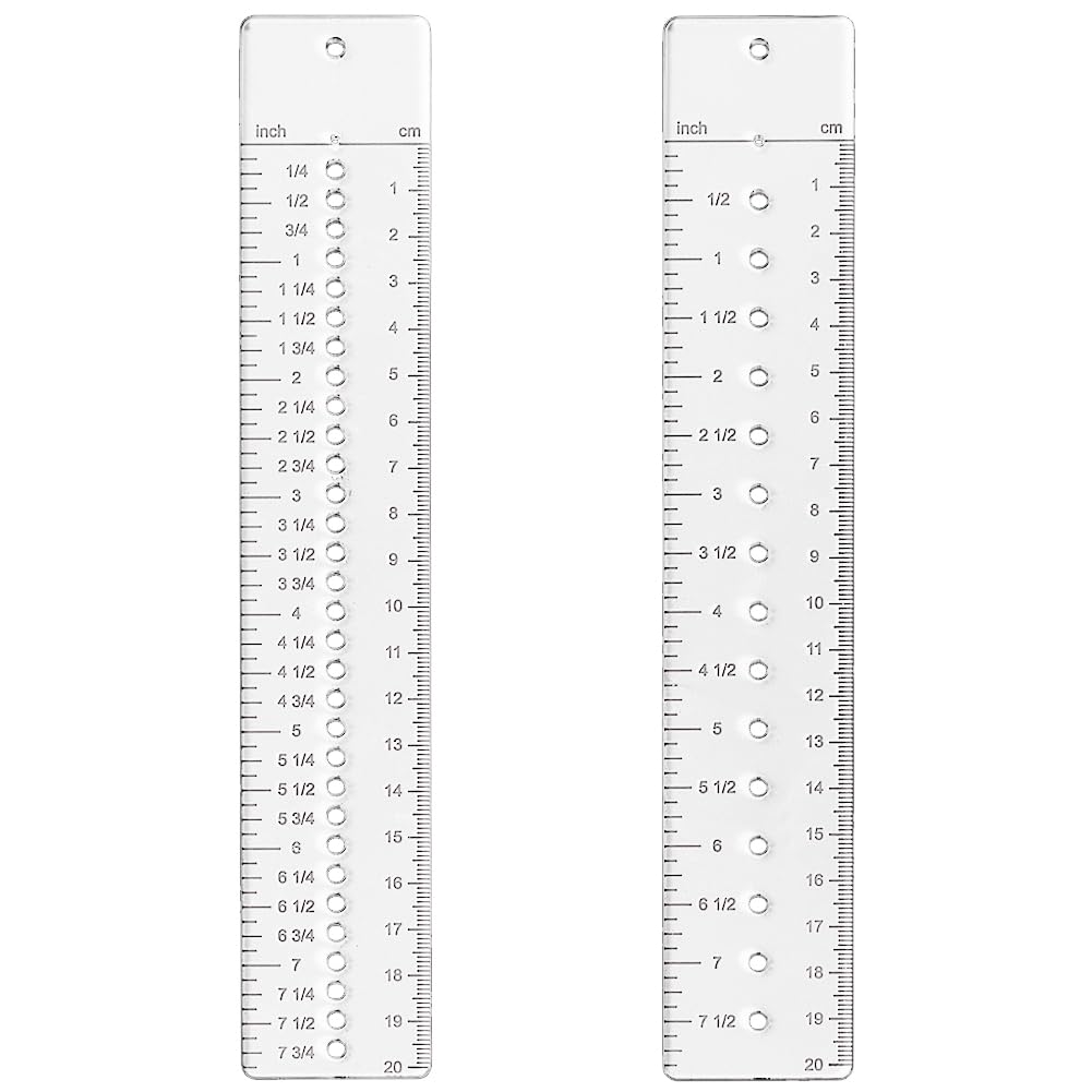 BENECREAT 2 Styles Clear Sewing Ruler, 20cm Acrylic Quilting Ruler with Holes, INCH CM Measure Tool for Pattern Sewing and Quilting