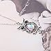 CHUANGYUN Silver-Plated Abalone Shell Colorful Rhinestone Owl Necklace 18'' (Green)