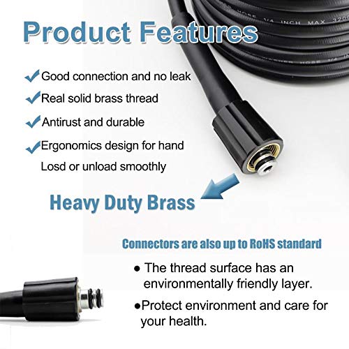 XUMOSINA Kink Free Pressure Washer Hose WearResistant Ultra Flexible