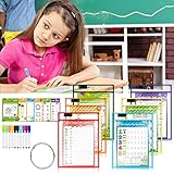 6 Pack Dry Erase Pockets, Dry Erase Sleeves Kids