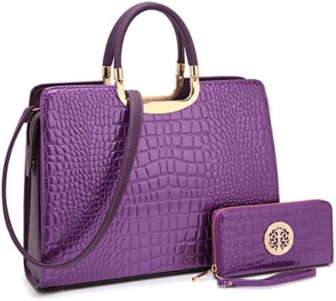 MKP Collection Beautiful Croco Leather Briefcase Computer Laptop Bag for Women Handbags Top Handle Satchel Purse Business Bag