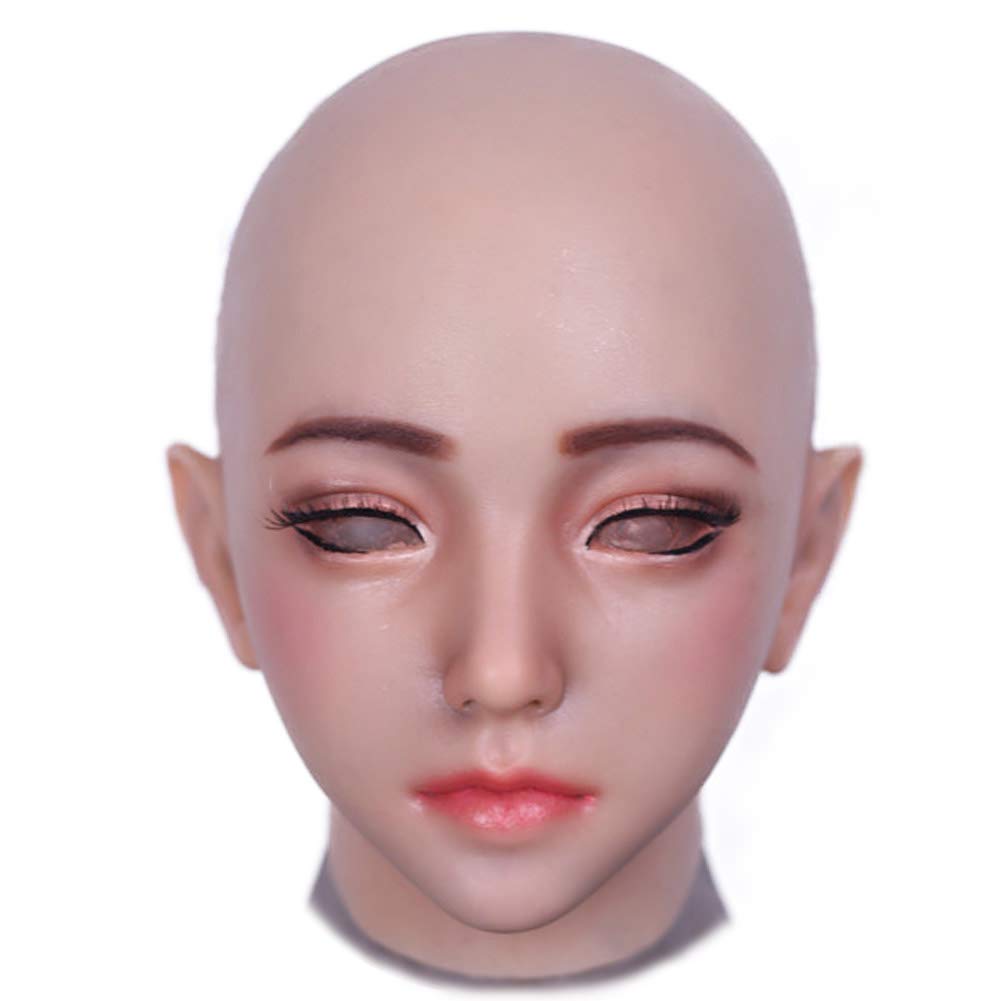 LCUPPON Realistic Silicone Mask Halloween Cosplay Crossdresser Makeup Mask (Beige)