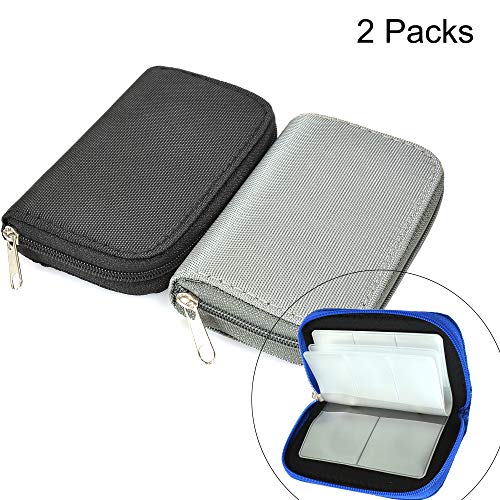 Memory Card Cases, 2 Packs Bestshoot Memory Card Holder Bags Pouch Organizer Keeper 22 Slot SD Micro SD CF SDHC SDXC MMC Secure Digital Compact Flash Cards Wall Bags for Media Storage (Black + Grey) - Thumbnail 6