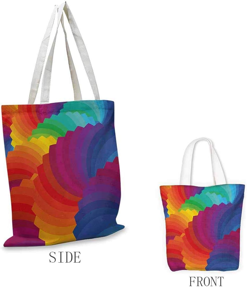 Colorful Washable shopping bag Modern Gradient Dash Sea Shell Inspired Wavy Dimension Palette Stripes Artisan Handmade shopping bags W15.75 x L17.71 Inch Multicolor