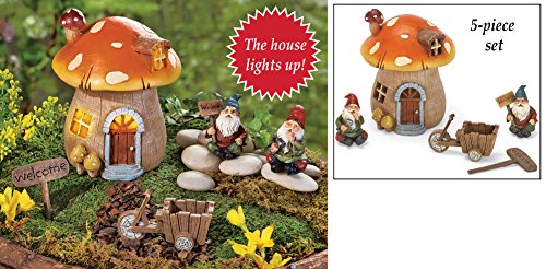 Collections Etc Mini Mushroom Gnome House Garden Set
