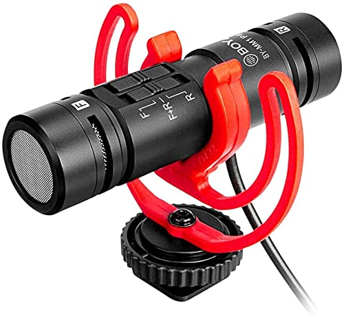 BOYA BY-MM1 Pro Dual-Capsule Condenser Shotgun Microphone by-MM1 PRO for Camera iPhone Android Smartphone Tablet Camcorder PCs 2 Person Recording