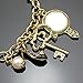 Gold Plated Q&Q Fashion Vintage Fairytale Charms Cinderella Alice in Wonderland Narnia Style Looking Glass Chain Bangle Bracelet