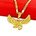 Mens Womens Eagle Hawl Pendant 24k Real Gold Plated Necklace Chain (40 x 28mm pendant// 600 x 2mm Necklace Chain)