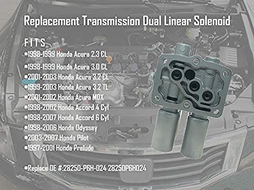 Transmission Dual Linear Solenoid with 1PCS Gasket and 3PCS O-Rings for Honda Accord Odyssey Acura CL TL MDX Pilot Prelude Replace OE# 28250-P6H-024 28250P6H024 - Thumbnail 2