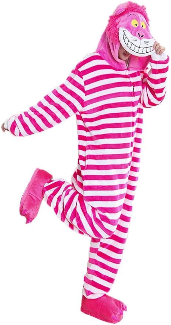 Cheshire Cat Adults Men Women Pyjamas Onesie Pink Cute Cartoon Animal