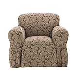 SureFit Scroll 1-Piece - Chair Slipcover - Brown