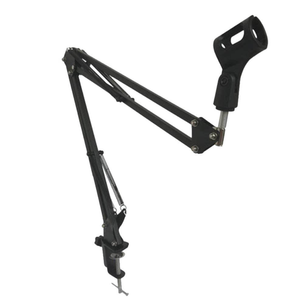 HEALLILY Microphone Boom Arm Adjustable Mic Stand With Shock Mount Mic Clip Holder Table Mic Stand Arm Boom