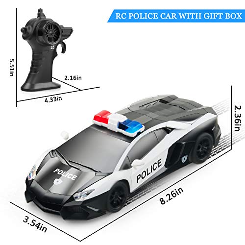 DARVIQS Remote Control Car for Kids, RC Police Car with High Speed 2.4Ghz Rechargeable Batteries, Anti-Collision Remote Control Cop Vehicle Toy with Lights, Great Xmas Gift for Boys Girls - Thumbnail 2