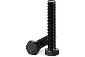 MELLEWELL 3/8-16 x 4 Hex Head Bolts, Fully Threaded, Stainless Steel 304(18-8) Bolt, Black Finish, Quantity 5