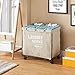 Danya B. Army Canvas Laundry Hamper on Wheels, Canvas Laundry Bag, Laundry Basket with Wheels