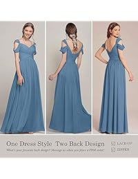 Alicepub Maxi vestido de dama de honor plisado de gasa largo vestido formal para fiesta