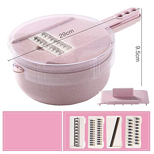 Vegetable Slicer-Adjustable Mandoline Kitchen Slicer with Stainless Steel Blades-8 in 1 Julienne Slicer with Food Storage and Filter Basket,Vegetable Cutter,Grater For Cheese,Potatoes,Onion,Zucchini - Thumbnail 4