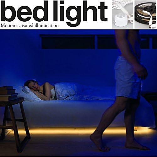 Under Bed Light Kit, Lahoku 5050 RGB Motion Activated Flexible Sensor LED Strip Light with 17 Keys Remote Controller and Power Adapter for Bedroom, Stair, Kitchen and Bathroom