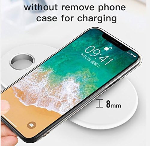 Wireless Charger 2 in 1 Chargering Pad Fast Chargering Mat Ultra-thin 2 in 1 Qi Wireless Charging Stand for iWatch,iPhone X,iPhone 8/8 Plus,Samsung Galaxy S9,Note 8,S8,S7,S6 Edge Plus,Nexus 5/6 Black