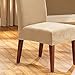 SureFit Stretch Pique Short Dining Room Chair Cover, Dining Chair Cover with Bottom Elastic for a Secure Fit, Removable & Machine Washable, Cream