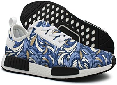 ktyyuwwww Man Colorful Cool Blue Texture With Feathers Hunting Design Running Shoes