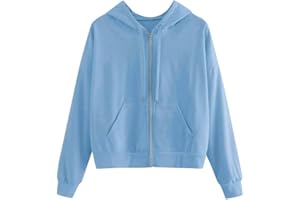 tuduoms Women Casual Cropped Zip Up Hoodie Cute Crop Top Y2K Teen Girls Trendy Lightweight Crop Jacket Long Sleeve Sweatshirt