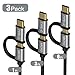 Usb Type C 2 In 1 Cable, COOODI 3 Pack 1FT/3FT/6FT(0.3M/1M/1.8M) Micro USB & Reversible Type C Charging Cord for New MacBook, Google Pixel XL, Samsung, Nexus, LG Micro and Type C Smartphone