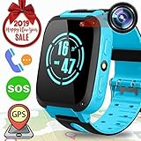 Kids Smart Watch Phone - Kids GPS Tracker Smartwatch for Girls Boys with Mobile Phone SOS Anti-Lost Camera Game Touch Screen Children Outdoor Digital Wrist Watch Bracelet Holiday Birthday Gift