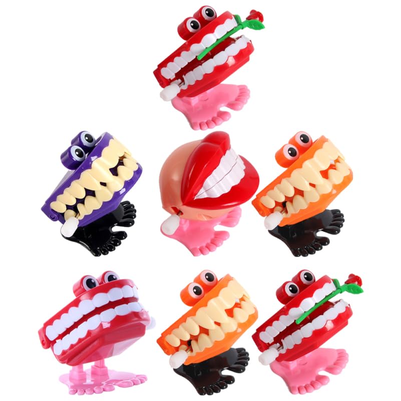 TOYANDONA Wind-up Chattering Teeth Toy 5.00X2.13X1.77 Inch Funny Walking Clockwork Teeth for Kids Coordination and Imaginative Play