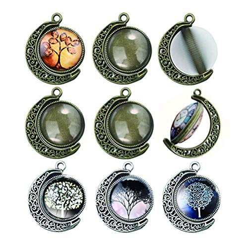 Mixed Color Mosaic Printed Glass Half Round Dome Cabochons Tree of Life for Jewelry Making 20mm 30pcs
