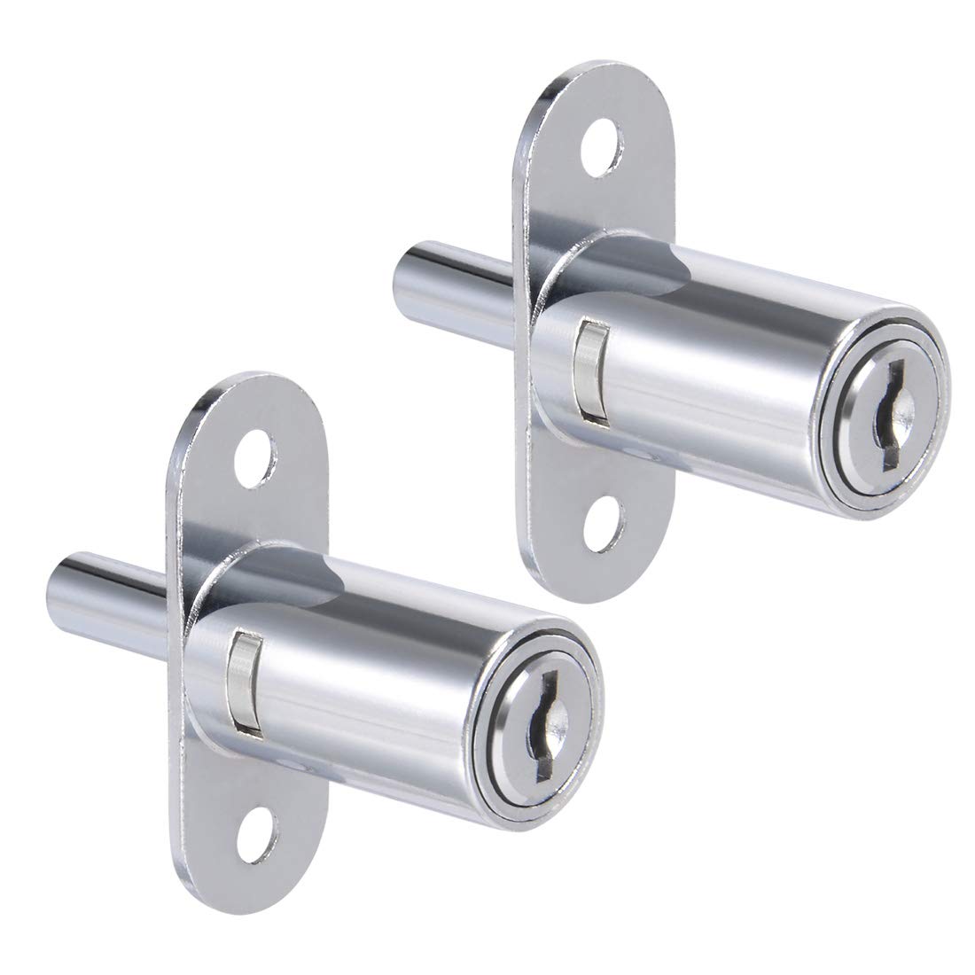 sourcing map Drawer Desk Wardrobe Cabinet Push Plunger Lock, 3/4" Cylinder Diameter 1-1/4" Cylinder Length, Zinc Alloy Chrome Finish, Keyed Alike 2Pcs