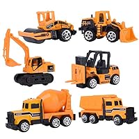 XADP 6 Pcs Play Vehicles Construction Vehicle Truck Cars Toys Set,Friction Powered Push Engineering Vehicles Assorted Construction for Boys and Girls