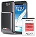 PowerBear Extended Battery compatible with Samsung Galaxy Note 2 [6800mAh] & Back Cover (Up to 2.2X Extra Battery Power) - Metallic Black [24 Month Warranty & Screen Protector Included]