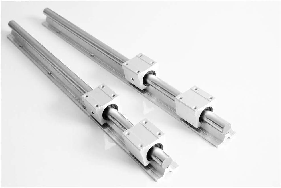 CHUANGNENG 2X SBR10 10mm 0.39inch, 600mm 23.62inch Fully Supported Linear Rail + 4X SBR10UU 10mm Slide Block Bearing CNC US Stock