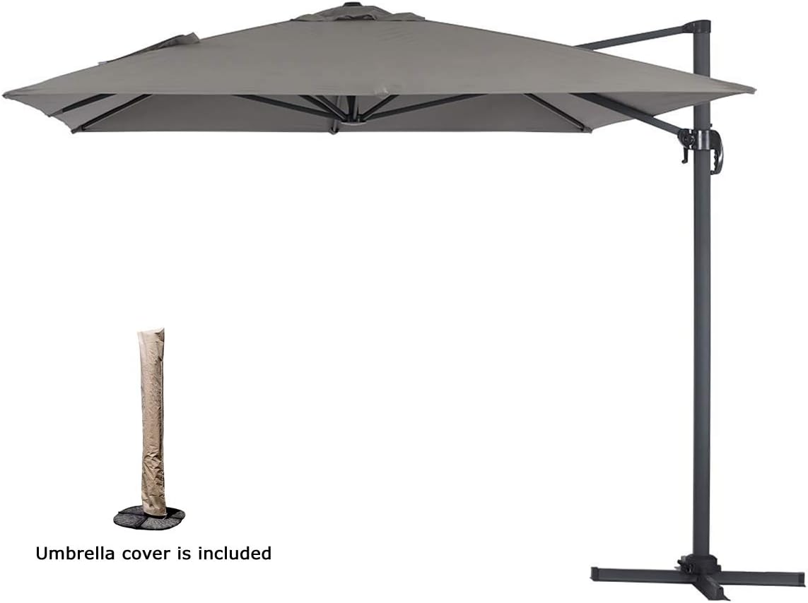 Linklife Outdoor Patio 8 2ft Square Offset Hanging Cantiliver Umbrella Market Patio Umbrella Aluminum Pole 360 Rotation For Garden Deck Backyard With Umbrella Cover Gray Amazon Co Uk Garden Outdoors