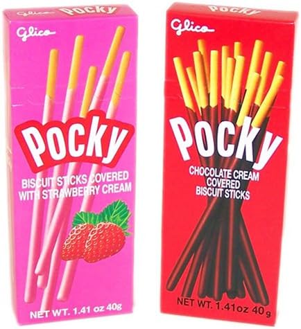 Glico Pocky 1.41 Oz Mix Package (Strawberry Pocky, Chocolate Pocky one each)