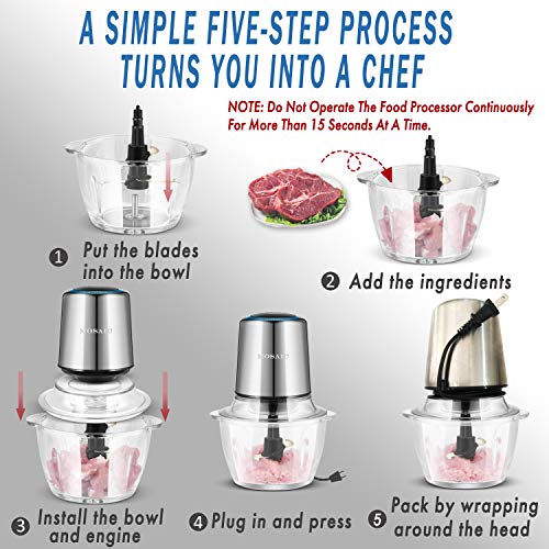 Electric Food Chopper, MOSAIC Small Food Processor with Garlic Peeler