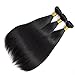 9A Malaysian Human Hair 3 Bundles Straight Remy Hair Extensions Human Hair Black Double weft by Lovenea(14 16 18)