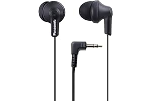 Panasonic ErgoFit Wired Earbuds, 3.5mm Jack In-Ear Headphones with Dynamic Crystal-Clear Sound and Soft Ergonomic Custom-Fit Earpieces (S/M/L), for Phones and Laptops - RP-HJE120-KA (Matte Black)