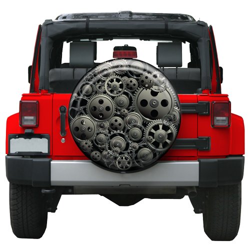 Boomerang32" ColorTek Rigid Tire Cover (Hard Plastic Face w/Fabric Vinyl Band) - Steam Punk Gears