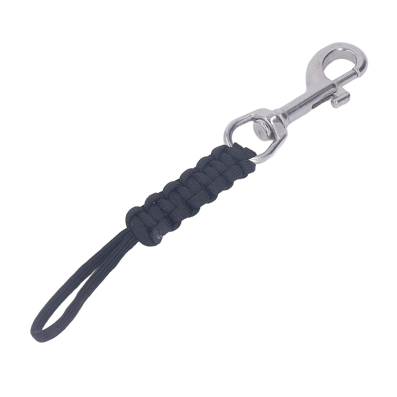 VGEBY Diving Lanyard, Multifunctional Stainless Steel Nylon Spring Coiled Lanyard with Quick Release Buckle for Cameras Dive Lights (Black)