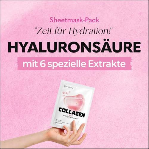 [12 Stück] BEAULIVERY Koreanische Gesichtsmaske mit Hyaluronsäure Tuchmaske, Korea Tuchmasken set 2