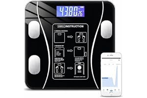 Balança Digital Bioimpedância Premium Bluetooth com App Saúde iOS Android para IMC Gordura Corporal Massa Muscular Massa Óssea Água Corporal