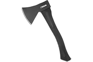 Hitdudu Camping Axe, 14" Camping Chopping Hatchet for Firewood Splitting, Forged Carbon Steel Heat Treated Gargen Tool, Fiberglass Shock Reduction Handle with Anti-Slip Rubber Grip