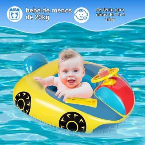 Flotador Bebe,Flotador de Piscina para bebé Inflable con Volante,Anillo de Natación para bebé con Asiento,Flotador Bebé para Niños Pequeños para 1-6 Años