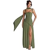 aseting Spaghetti Straps Bridesmaid Dresses Long with Scarf A-Line Square Neck Corset Evening Formal Dress for Women