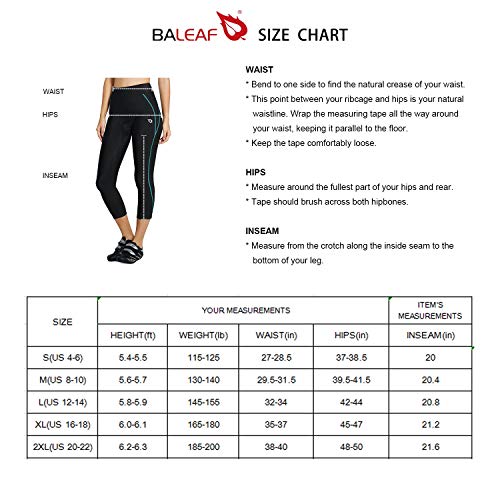 image for Baleaf Women's 3D Padded UPF 50+ 3/4 Cycling Compression Tights Capris