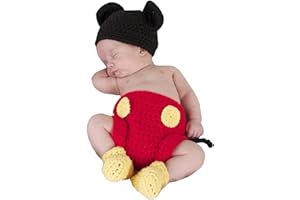 Jastore Photography Prop Baby Costume Cute Crochet Knitted Hat Cap Girl Boy Diaper Shoes Mouse